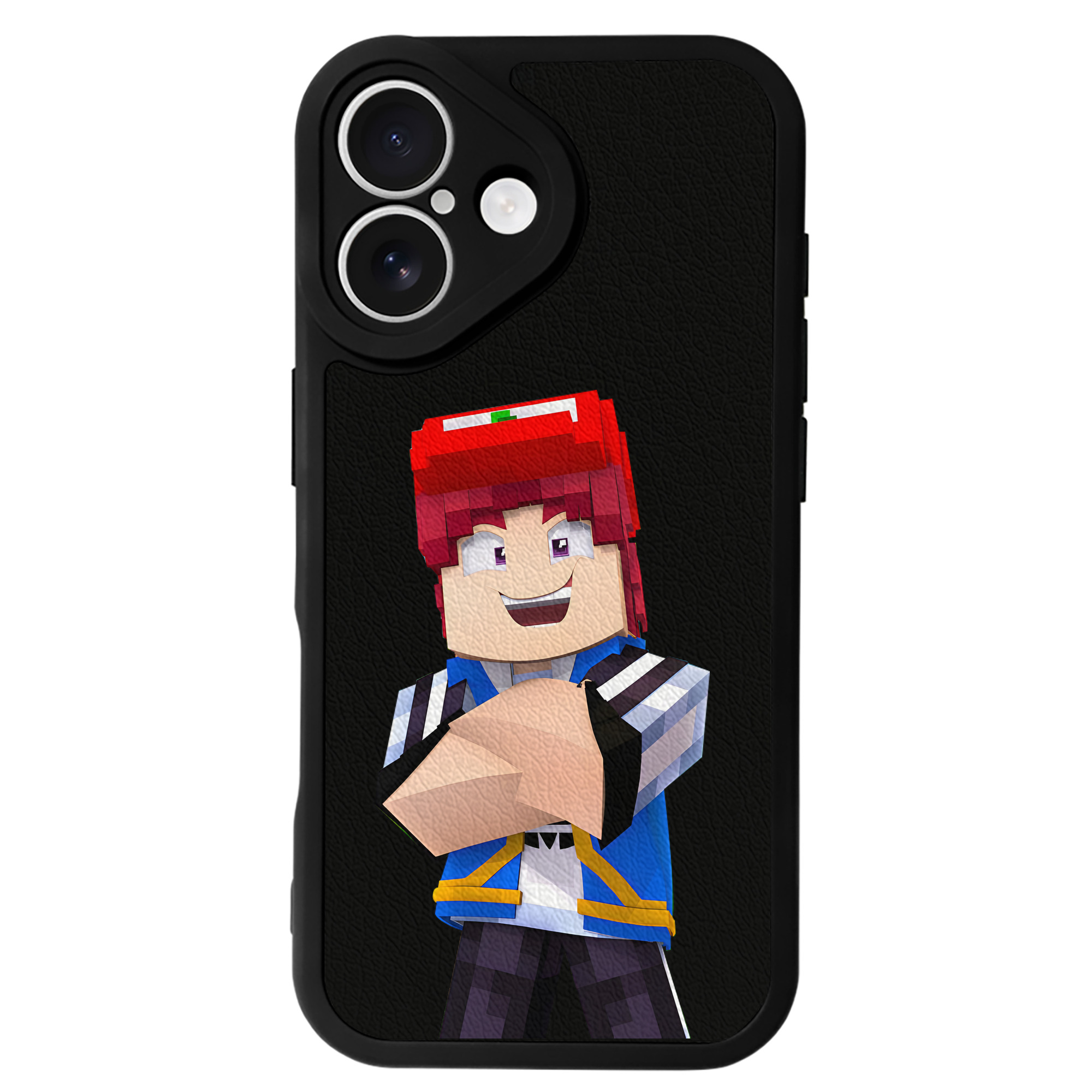 （画像用） マインクラフト ブロックの世界 Minecraft MC Block world 【iPhone 16シリーズ対応】シリコンスマホケース（レザー調） 材質：シリコン